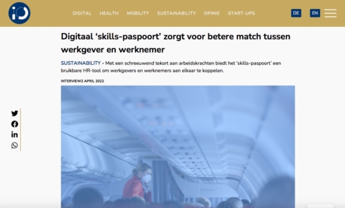 Digitaal skillspaspoort zorgt voor betere match (Innovation Origins, 2 apr 2022)